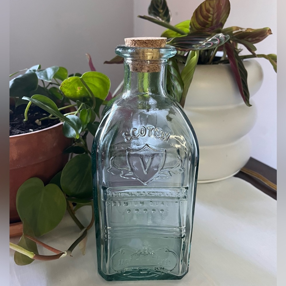 Vintage Inspired Decorative Glass Bottle w/ Cork Stopper